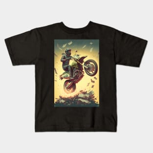 Dirt Bike Stunt Around Money Kids T-Shirt